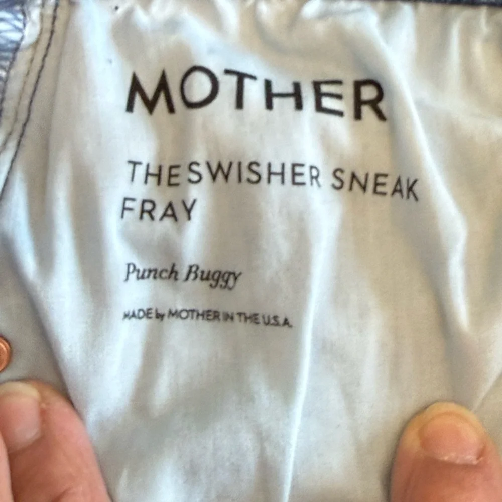 Mother The Wisher Sneak Fray Punch Buggy Denim Jeans 29 Wide Leg Raw Hem Boho